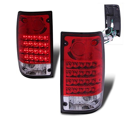 Red & Clear LED Tail Lights Assembly for Toyota Pickup Truck - Pair (Left Driver & Right Passenger Side) - Durable Replacement for Improved Visibility & Safety - Perfect for Off-Roading, Night Driving & Custom Upgrades