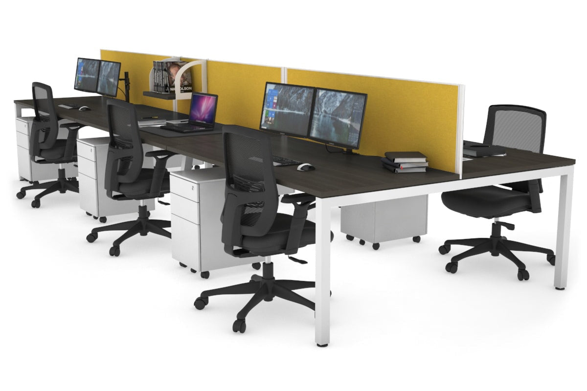Quadro Square Legs 6-Person Office Workstation - 1800L x 800W with Cable Management - Ideal for Collaborative Workspaces & Open Office Environments