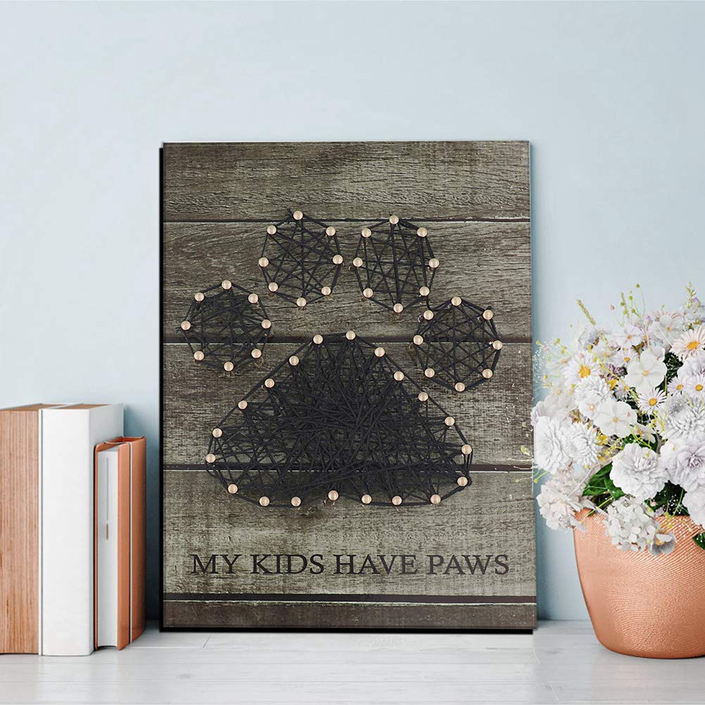 Bear Paw Pattern DIY Winding Nail Picture - Unique Home Wall Decor Art Kit for Creative Gift & Craft Lovers | Perfect for Living Room, Bedroom, Nursery Decor