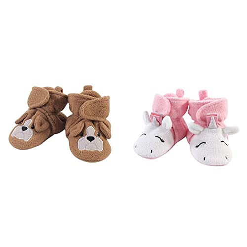 Cozy Fleece Booties for Baby Girls 12-18 Months - Dog Pink Rainbow Unicorn - Perfect for Winter & Playtime