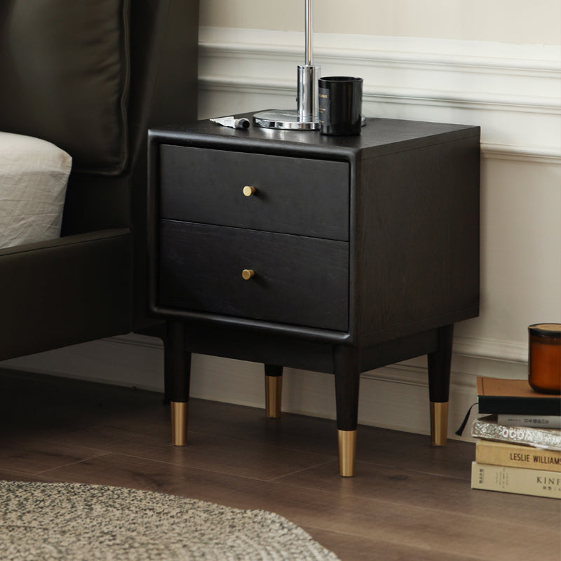 Solid Oak Wood Nightstand in Smoked Finish - Perfect for Bedroom, Living Room, or Office Furniture