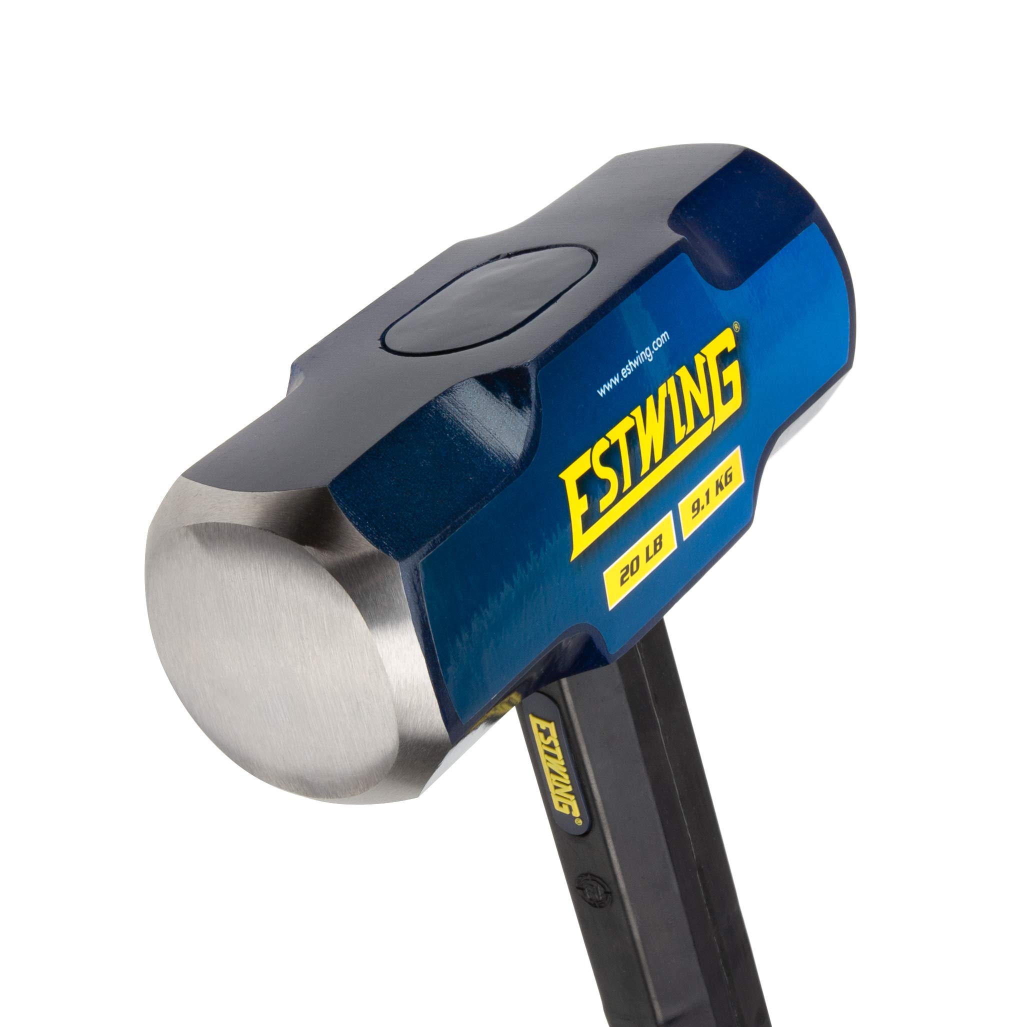 Estwing 20-Pound Hard Face Sledge Hammer - Heavy Duty Demolition Tool for Construction, Concrete Breaking & Stake Driving - 50-55 HRC Steel Head with Locked Design - 36-Inch Unbreakable Handle with Vulcanized Rubber Grip - Reinforced Lanyard Hole - Perfect for Demolition Work, Construction Sites & DIY Projects