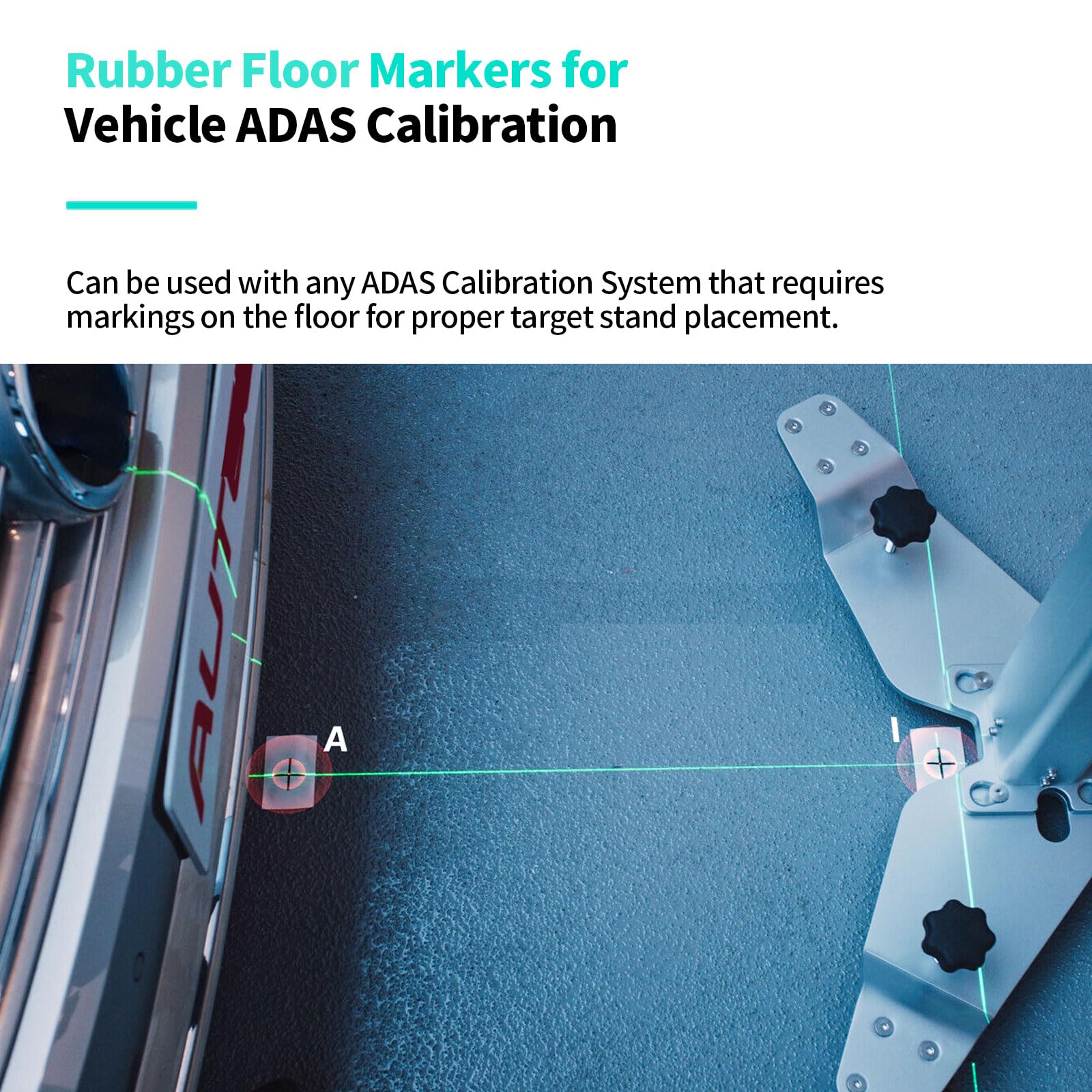 8 Pack Reusable Rubber ADAS Calibration Floor Markers - White Vehicle Alignment Positioning Squares for ADAS System Calibration | Perfect for Auto Shops & Technician Workshops