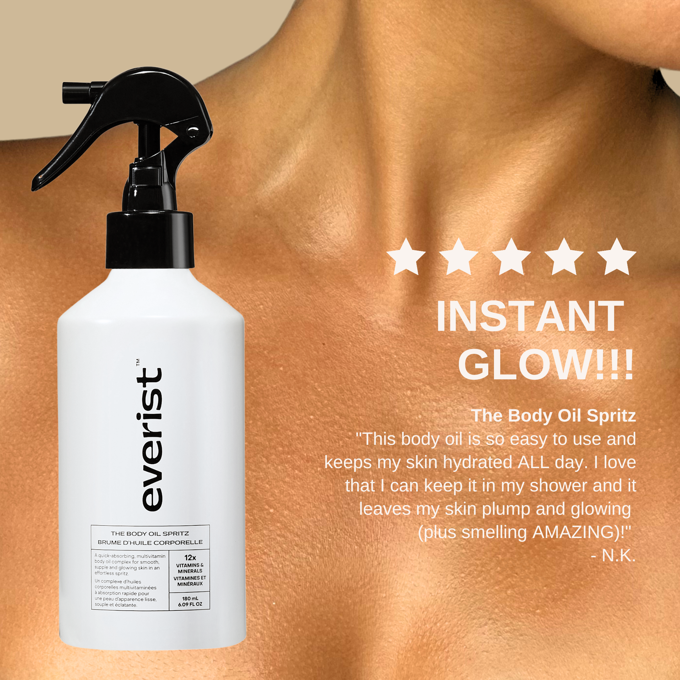 Best Body Oil Spritz for Hydration & Glow - Organic Moisturizing Spray for Dry Skin - Perfect for Post-Shower & Massage Use