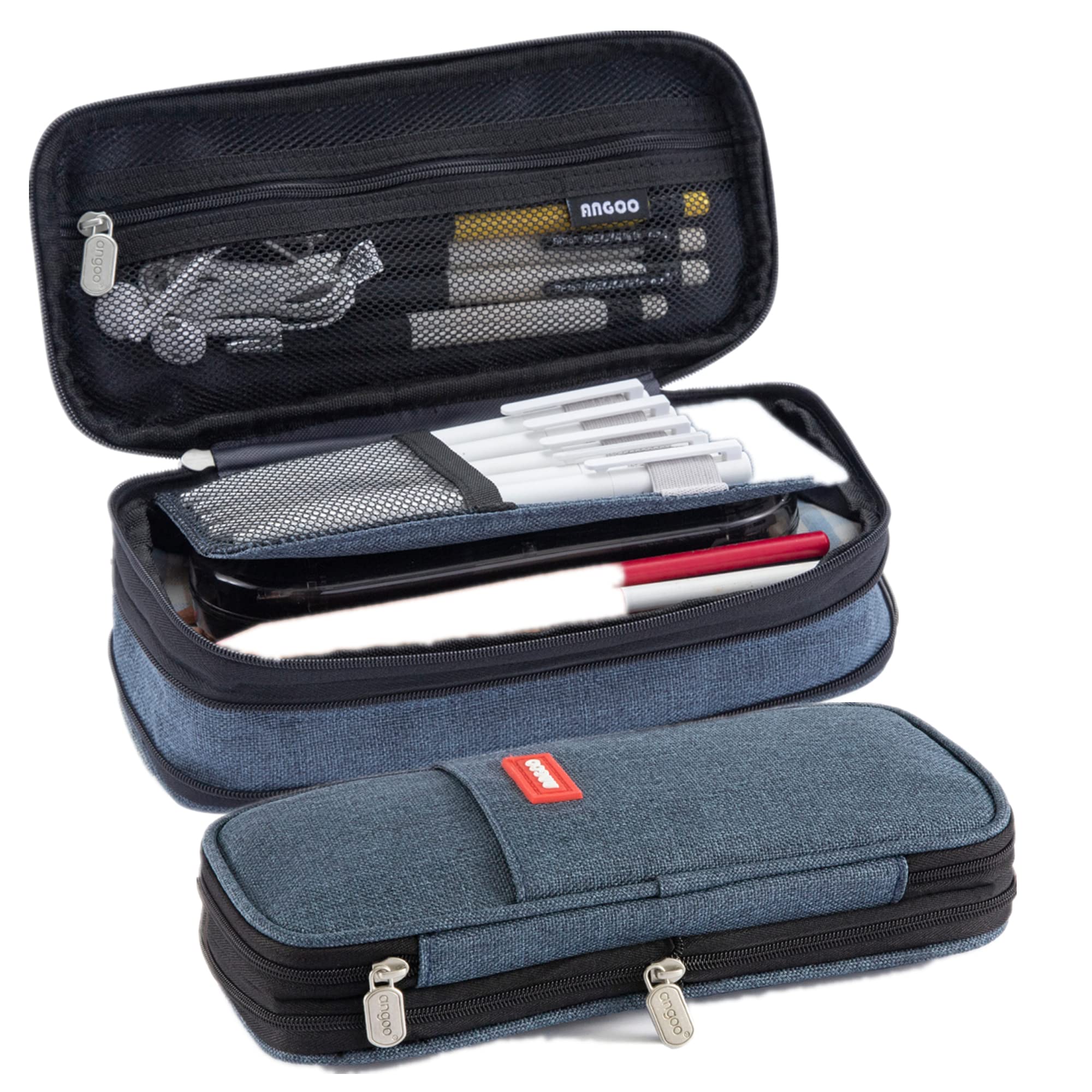 SIKADING Large Capacity Pencil Case - Durable Pen Organizer Pouch for School, College & Office - Multi-Purpose Storage Bag for Pens, Stationery & Cosmetics - Perfect for Students, Teens & Adults (Blue) - Ideal for Classroom, Work & Travel Use