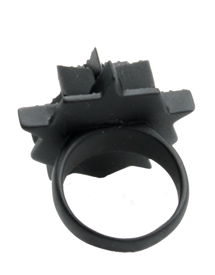 Pentagram Pave Ring in Matte Black - Gothic Jewelry for Women, Men | Perfect for Occult Fashion, Witchy Aesthetic & Alternative Style
