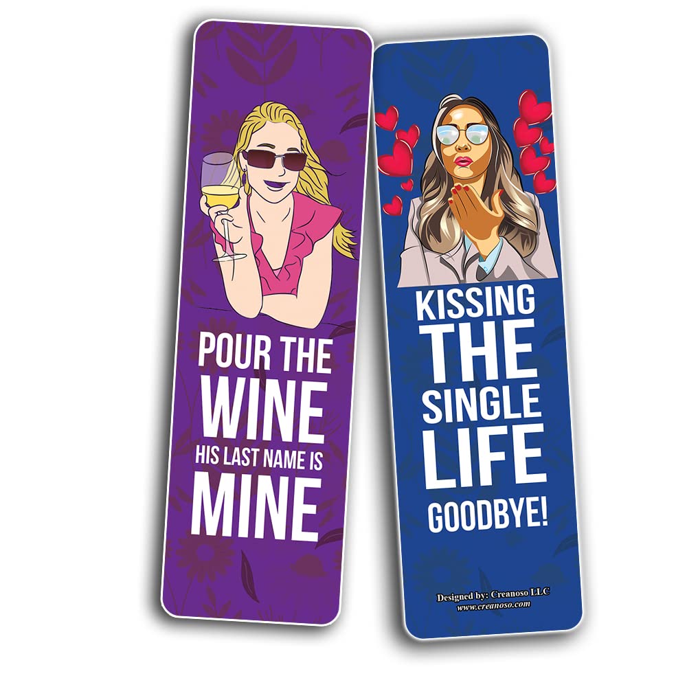 Funny Bridal Shower Bookmarks (2 Sets of 6 Cards) - Inspirational Bookmark Gift Set - Unique Book Page Clippers - Perfect Gift for Adults & Teens - Great for Wedding Parties, Book Lovers & Bridal Shower Favors