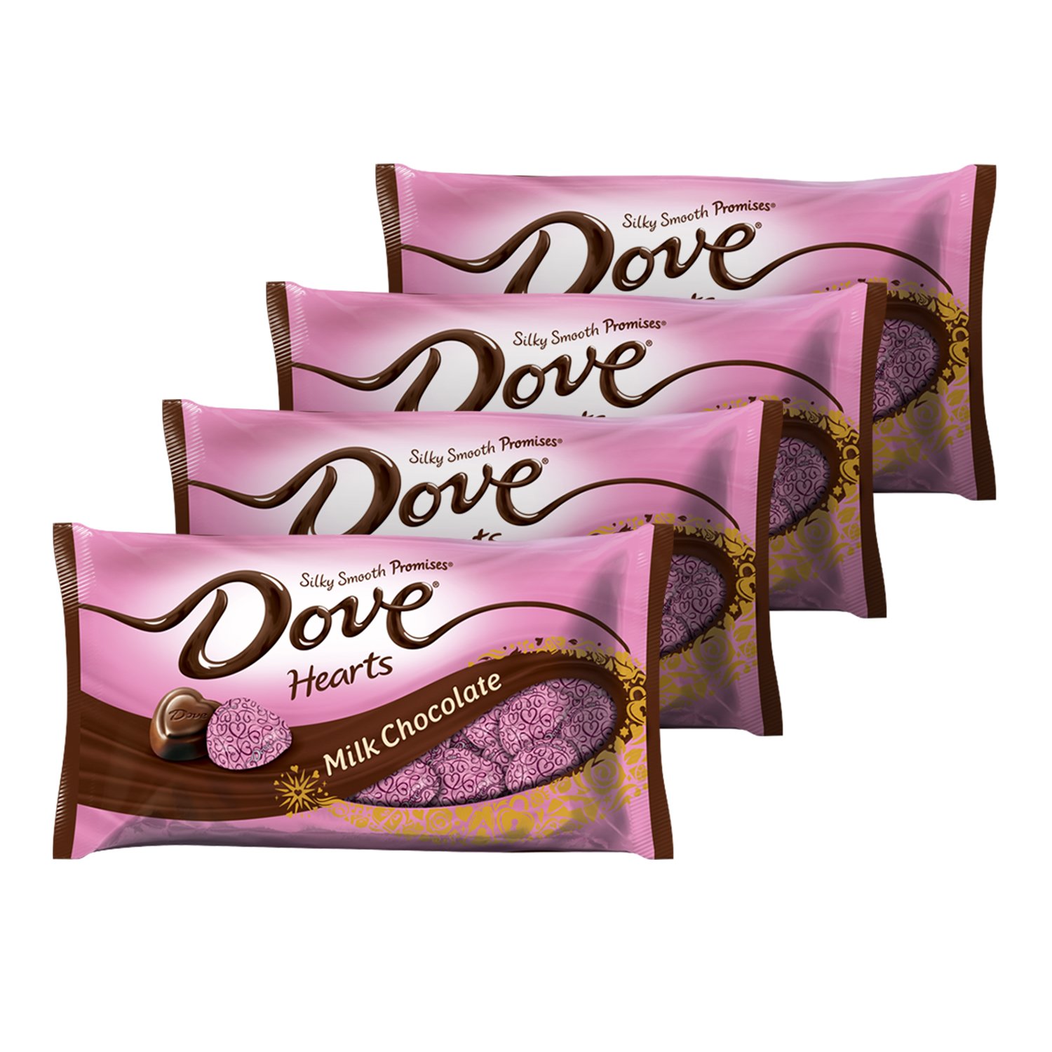 DOVE PROMISES Valentine's Day Milk Chocolate Candy Hearts - 8.87oz (Pack of 4) | Romantic Gifts for Couples, Sweet Treats for Date Night & Anniversary Celebrations
