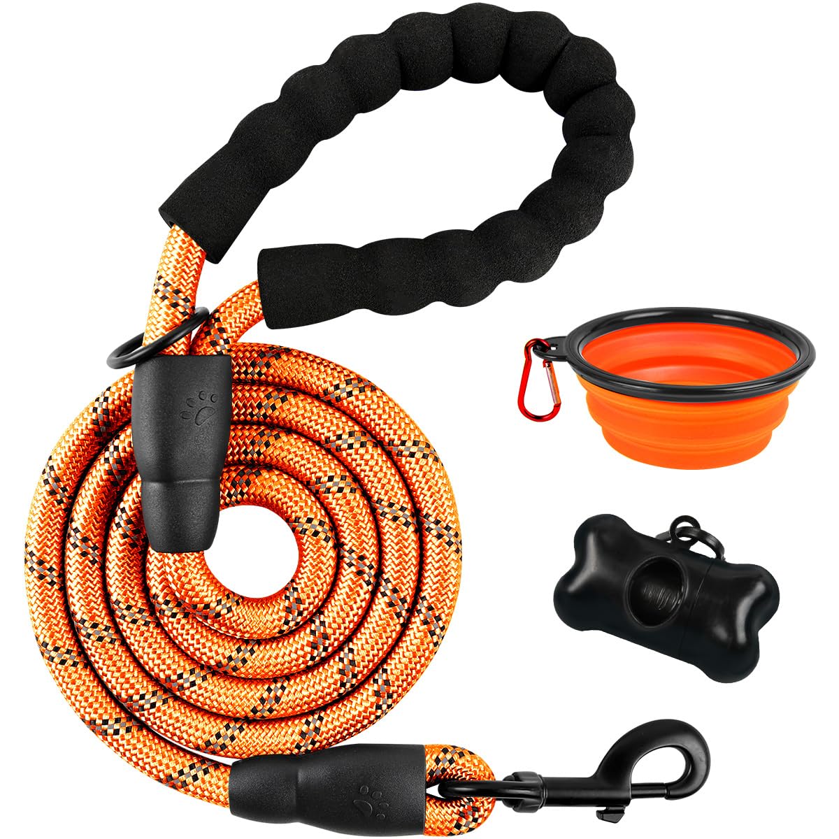 **BARKBAY Heavy Duty Dog Leash for Large Dogs - 5FT Reflective Leash with Padded Handle for Walking, Running & Training - Durable & Comfortable for Medium to Large Breeds (Orange, 1/2'') - Perfect for Night Walks & Outdoor Adventures**
