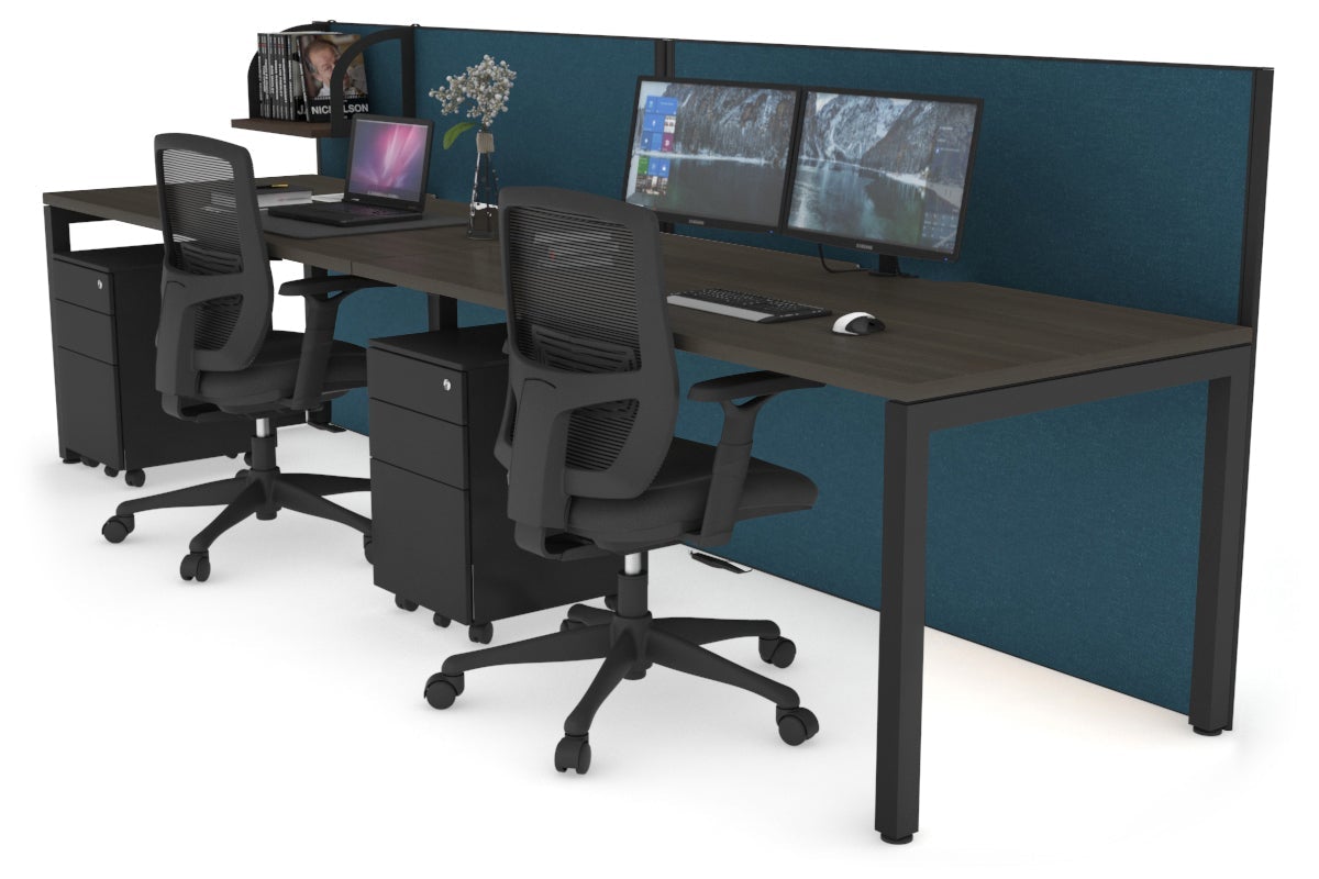 Horizon Quadro 2-Person Office Workstation with Square Legs - 1200L x 800W Dimensions, Cable Management Scallop - Perfect for Collaborative Workspaces & Modern Offices