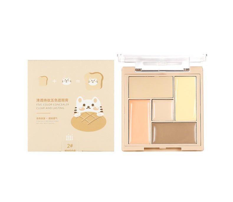 xixi Five Color Concealer Palette - Long Lasting, Full Coverage, Brightening & Hydrating for Dark Circles & Blemishes | Perfect for Makeup, Contouring & Everyday Use