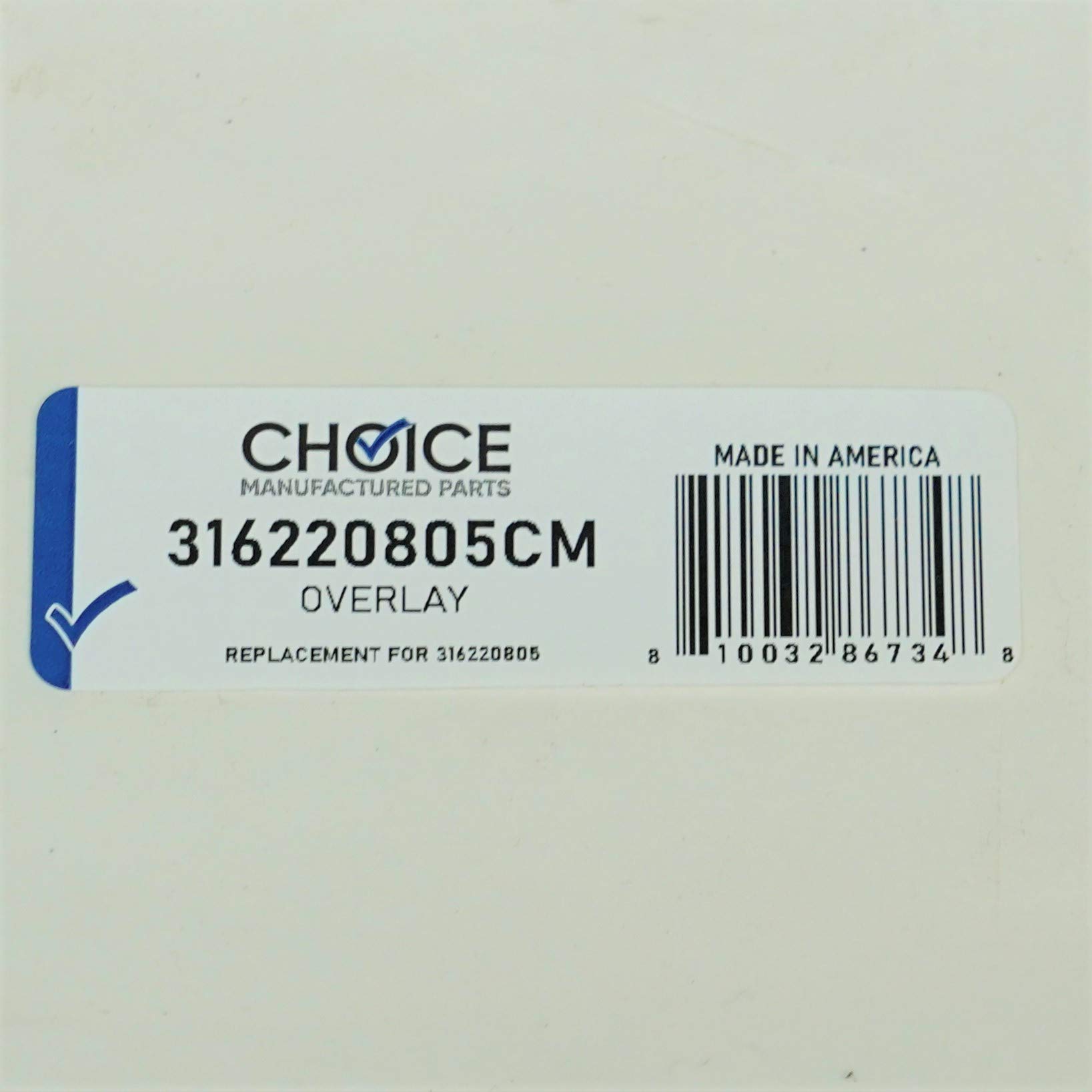 Choice Parts 316220805 Replacement Control Overlay for Electrolux & Frigidaire Range Oven | Durable & Easy Installation | Perfect for Kitchen Appliance Repair & DIY Upgrades