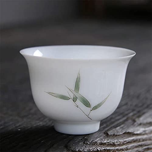 Hand-Painted Jingdezhen White Porcelain Jade Tea Cup - Ceramic Coffee Mug, Gongfu Tea Bowl for Home & Office Use - Perfect for Chinese Tea Ceremony, Daily Drinking, and Gift Giving (Color: Green)