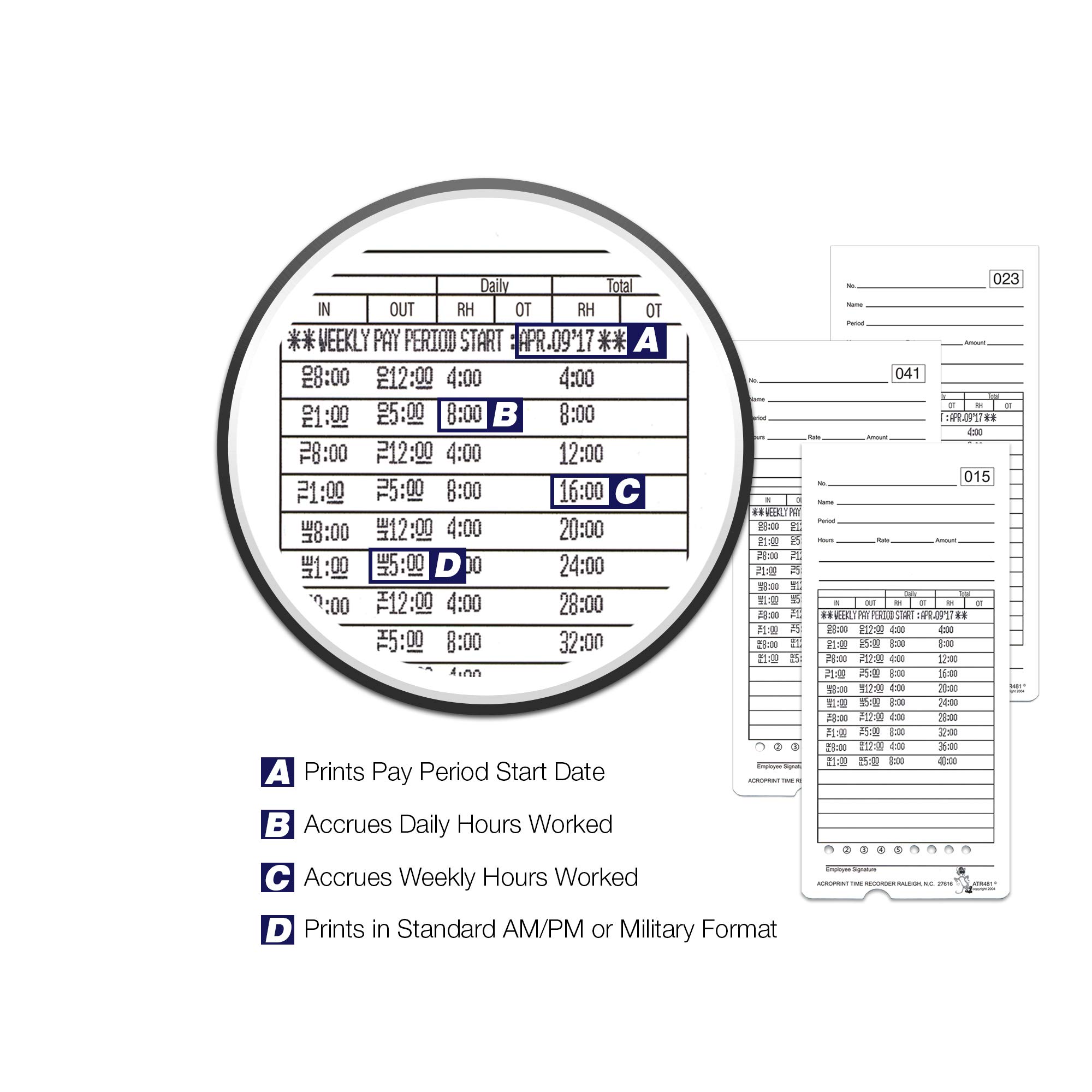 Acroprint ATR480 Totalizing Time Clock Machine - Automatic Employee Attendance Recorder for Small Business with Cards & Ribbon | Perfect for Office, Retail & Warehouse Time Tracking