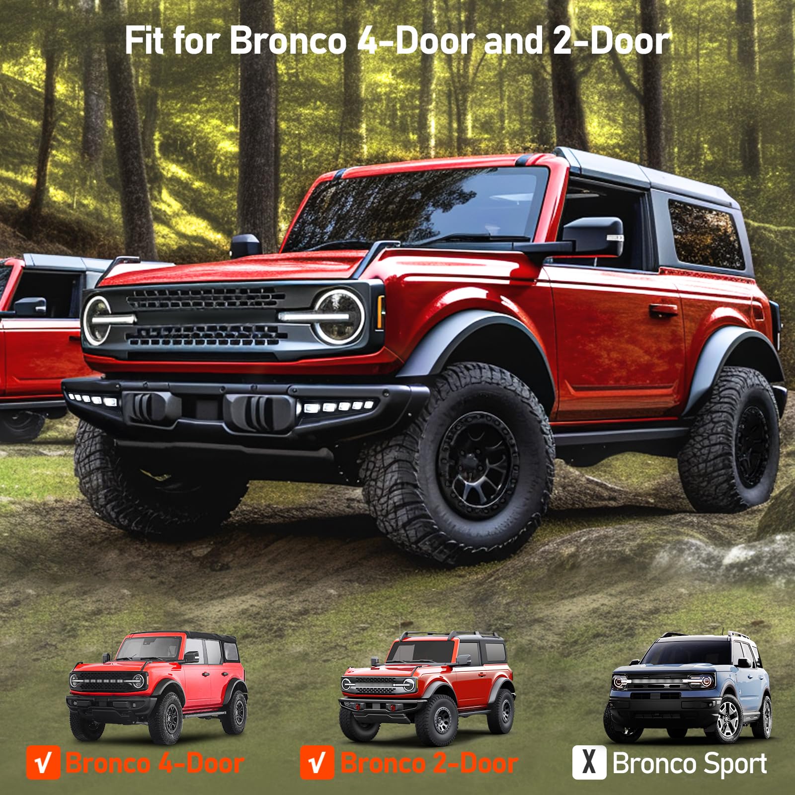 LEPZ LED Fog Lights Kit for Ford Bronco 2021-2023 (2/4 Door) - Amber/Clear Modular Bumper Fog Lights with Dual Function & DRL | Off-Road Lighting, Night Driving & Enhanced Visibility Accessories