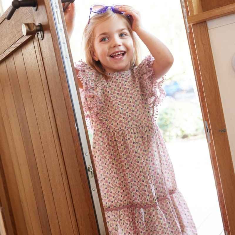 Bonheur du Jour Paris Tennessee Girl Dress in Mauve - Elegant Floral Print Party Dress for Special Occasions & Photo Shoots
