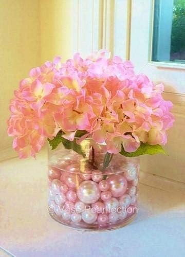 750 Floating Light Pink Pearl Beads for Vases - Fills 10 Gallons Water for Elegant Floating Effect - Includes Pre-Measured Floating Gel Packets & White Submersible LED Fairy Lights - Perfect for Weddings, Spa Decor, Bath Relaxation & Home Centerpieces