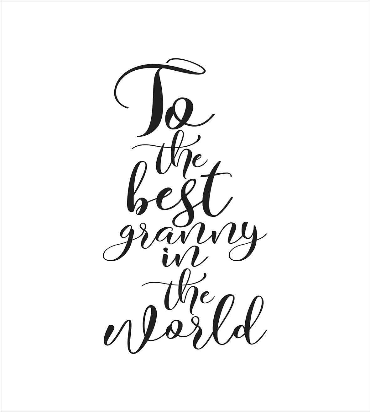 Ambesonne Grandma Duvet Cover Set - 'World's Best Grandmother' Monochrome Hand Lettering Design, 3-Piece King Size Bedding with 2 Pillow Shams in Black & White | Perfect Gift for Mother's Day, Birthday & Grandparent Appreciation