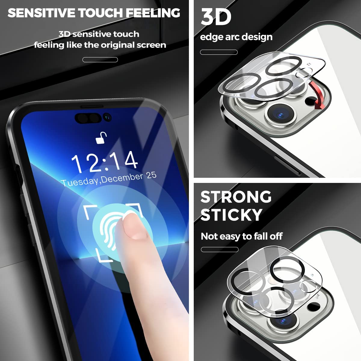 Magnetic Privacy Case for iPhone 14 Pro - Anti-Spy Tempered Glass Screen Protector with Secure Black Cover - Perfect for Office, Travel & Public Use