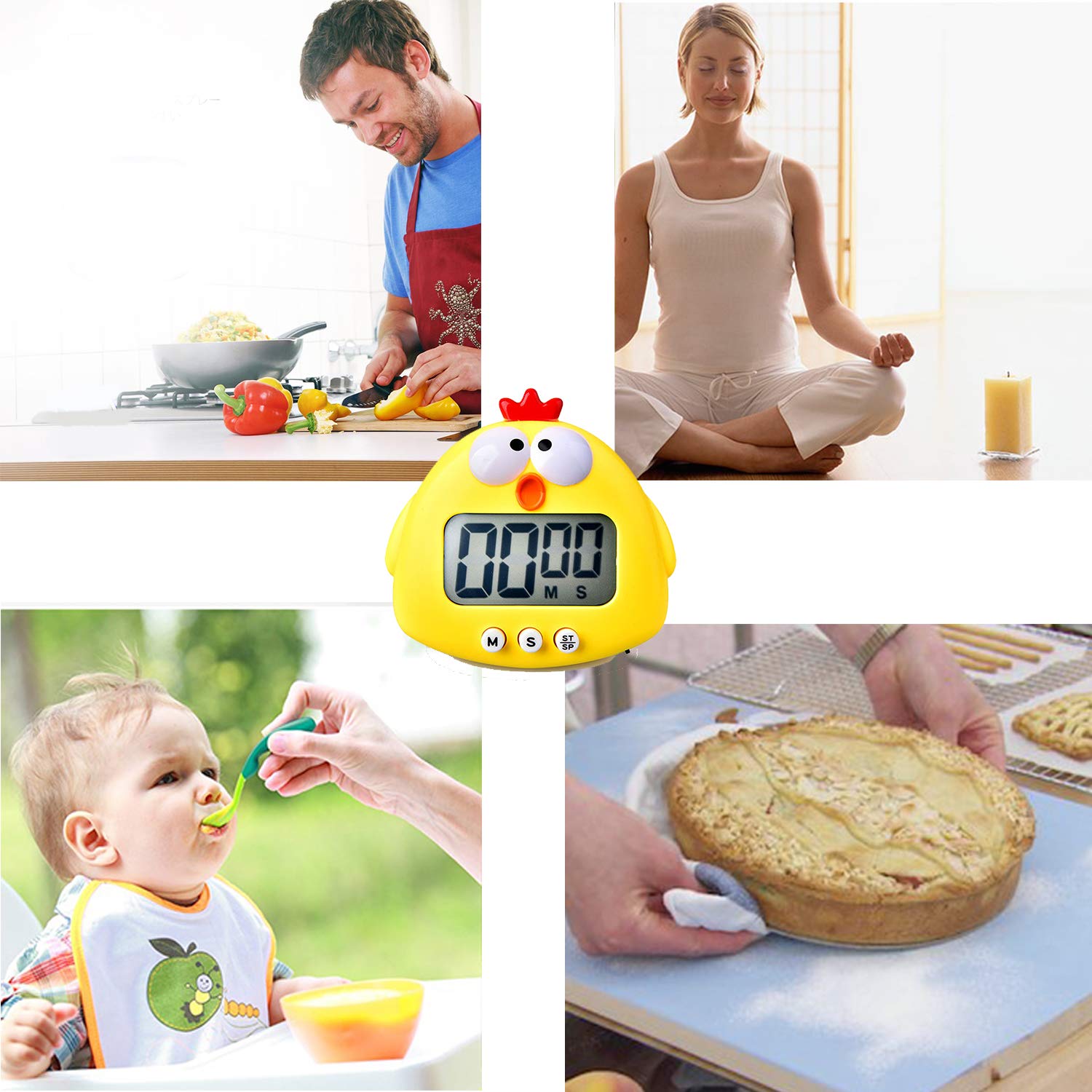 Digital Kitchen Timer with Magnetic Back & Large LCD Screen - Cute Cartoon Animal Countdown Timer for Cooking, Baking, Sports & Games | Hangable Alarm Clock with Stand for Home, Office & Classroom Use