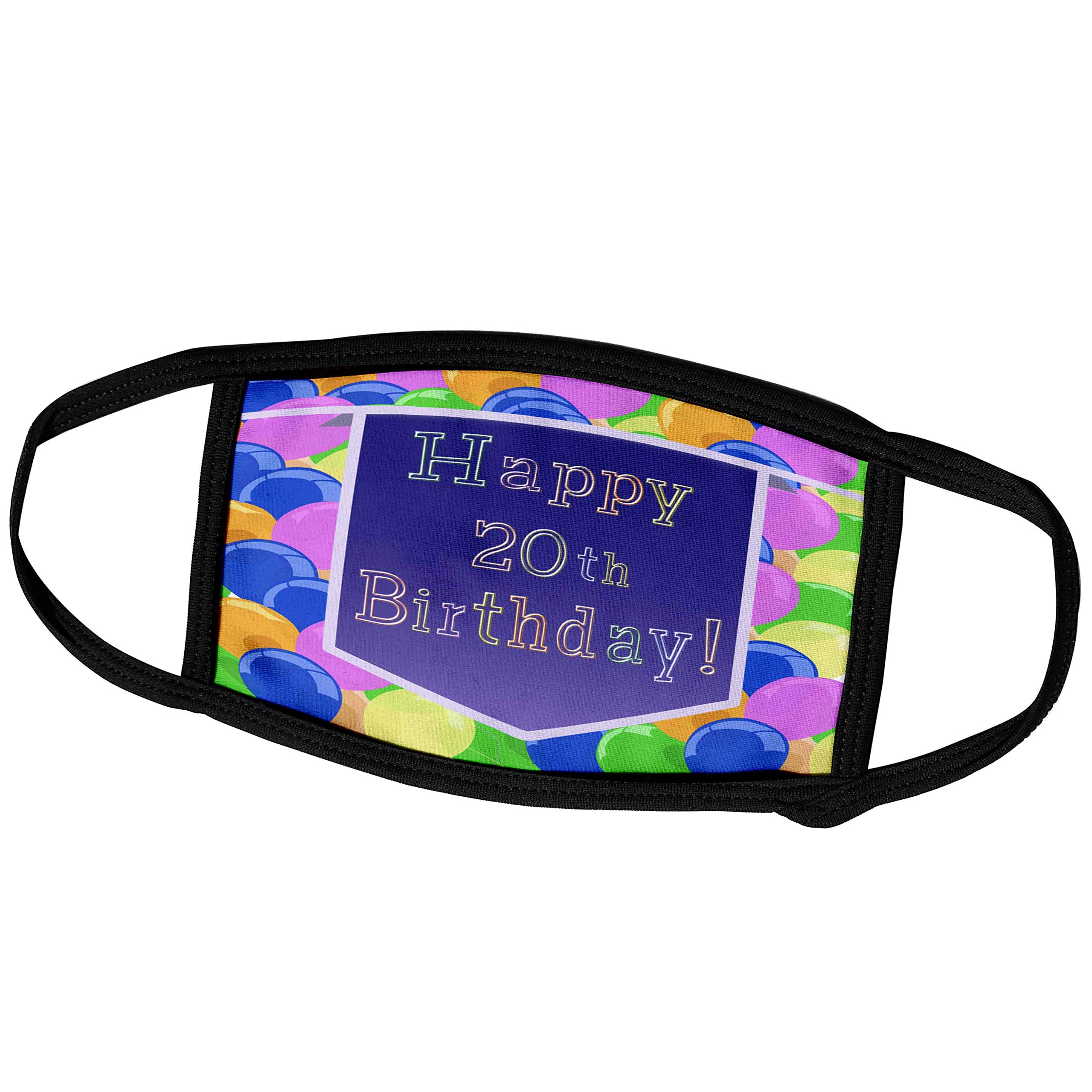 3dRose Happy 20th Birthday Balloons with Purple Banner Face Covers (fc_173078_2) - Perfect for Birthday Parties, Decorations & Photo Booths