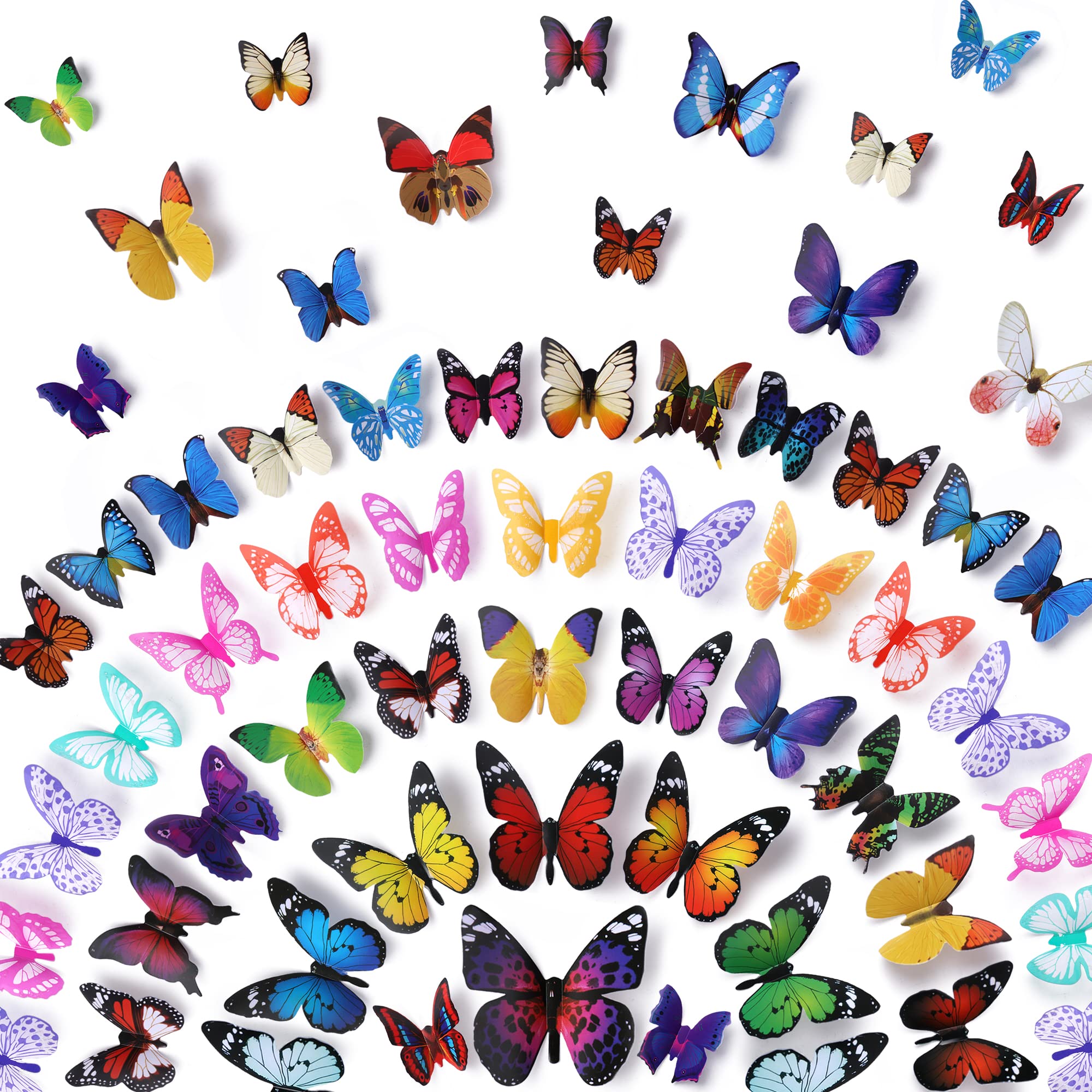 80PCS 3D Butterfly Wall Decals - Colorful PVC Wall Stickers in 4 Styles, DIY Removable Home Decor for Kids Room, Nursery, Living Room & Party Decoration | Perfect for Girls Bedroom, Wedding & Home Art Crafts
