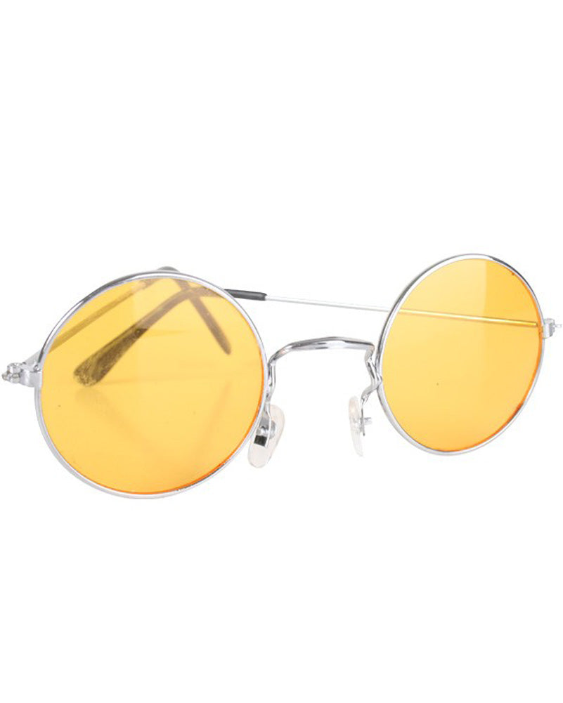 Vintage 60s Yellow Round John Lennon Sunglasses - Retro Style for Music Festivals & Costume Parties