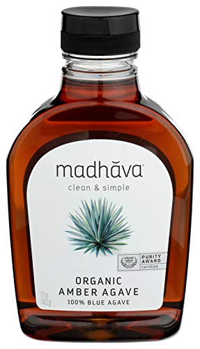 Organic Blue Agave Nectar by Madhava - 100% Pure, USDA Certified, Amber Agave Syrup in Bottle (1.06 Pound) - Perfect for Coffee, Tea, Baking & Healthy Sweetener Alternative