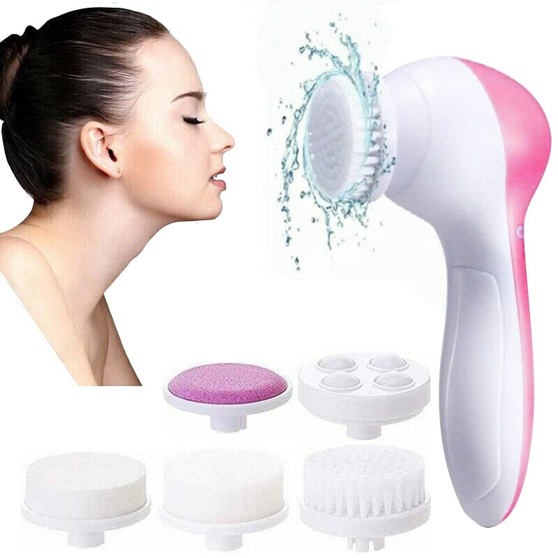 5-in-1 Multi-Function Facial Cleanser Brush - Deep Pore Cleansing, Exfoliating & Massaging (Blue) | Perfect for Daily Skincare Routine & Travel Essentials