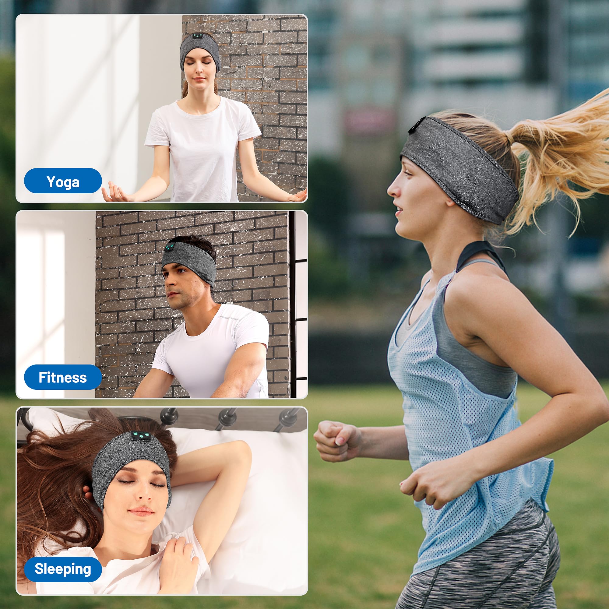 Perytong Bluetooth Sleep Headphones - Wireless Sports Headband with Ultra-Thin HD Stereo Speakers for Sleeping, Workout, Jogging, Yoga, Meditation | Comfortable for Air Travel & Insomnia Relief | Perfect for Night Use, Gym, Travel & Relaxation
