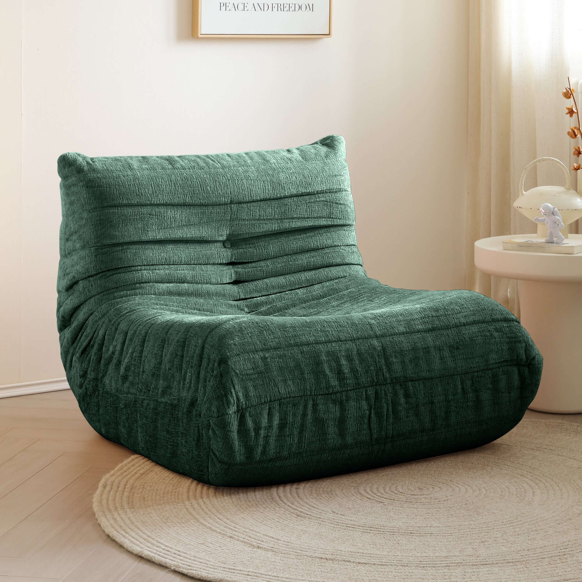 Comfortable Compressed Foam Floor Couch - Soft Chenille Togo Style Sofa for Living Room, Bedroom, Dorm or Lounge - Perfect for Relaxing, Reading and Entertaining Guests
