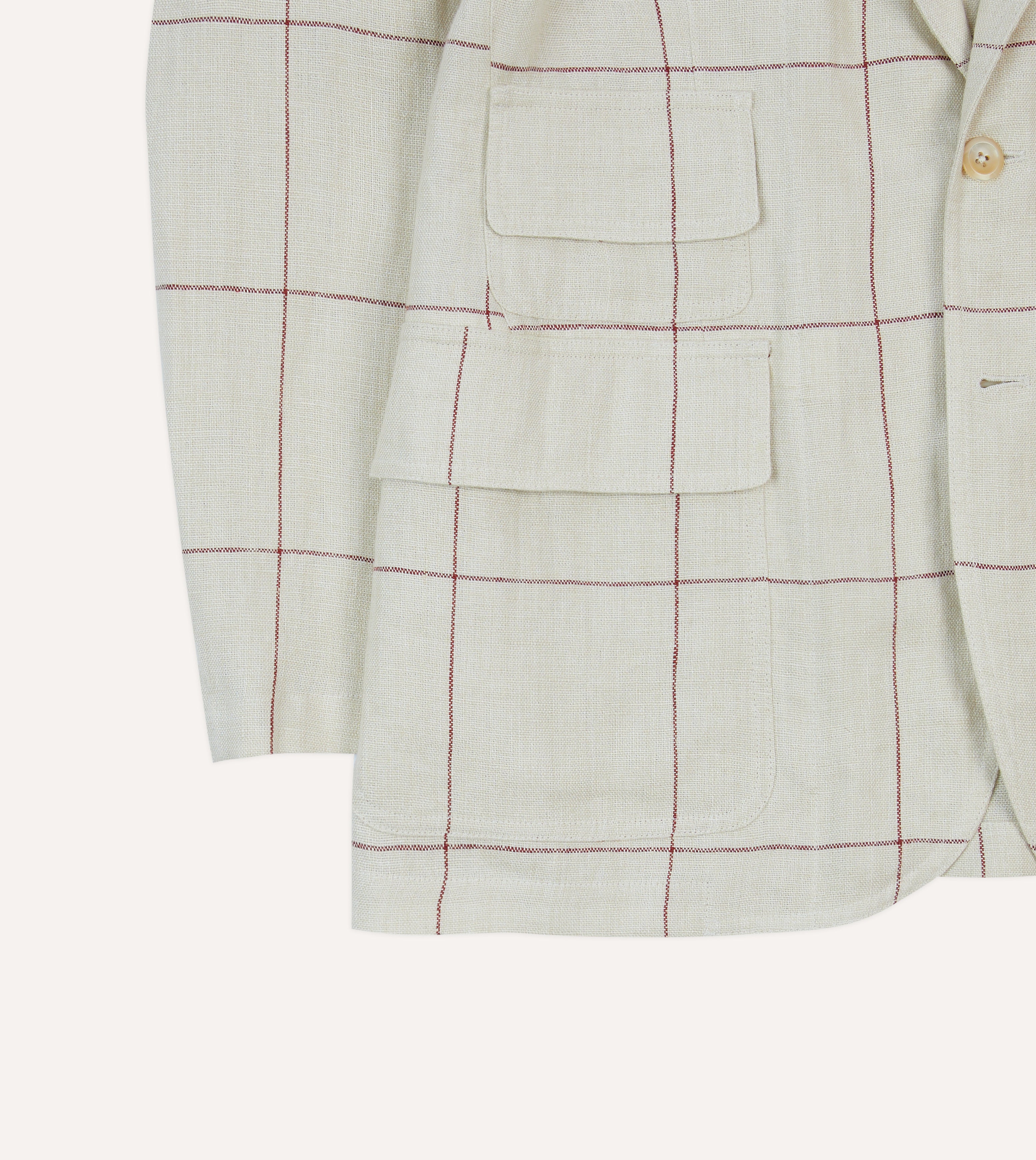 Stylish Ecru & Red Windowpane Check Blazer Jacket for Men | Classic MK. IV Design | Perfect for Business Casual, Office Wear & Smart Outfits
