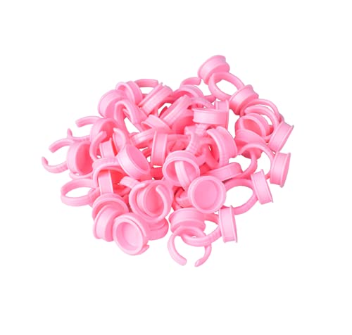 Pink Glue Rings 100PCS - Tattoo & Eyelash Extension Adhesive Holder for Nail Art & Makeup