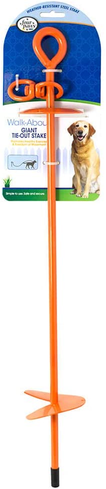 Heavy Duty Dog Tie Out Stake - Secure Anchor for Dogs in Yard, Camping & Outdoor Play - Rust-Proof Metal Ground Spike with Durable Rope