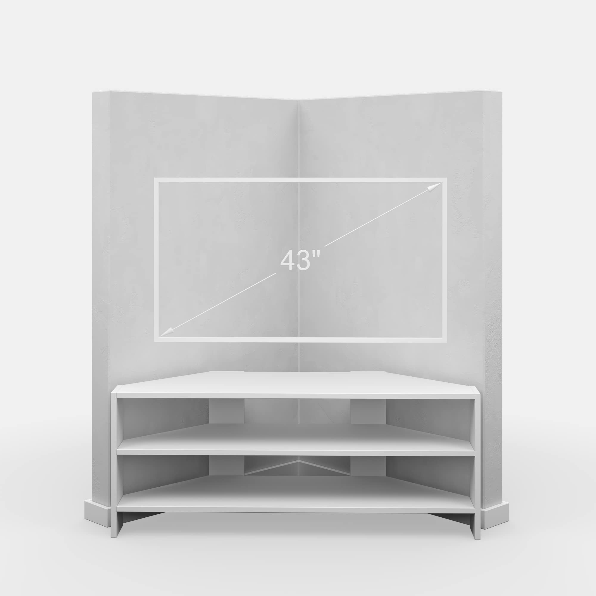 Modern White TV Stand with Storage - 17.72