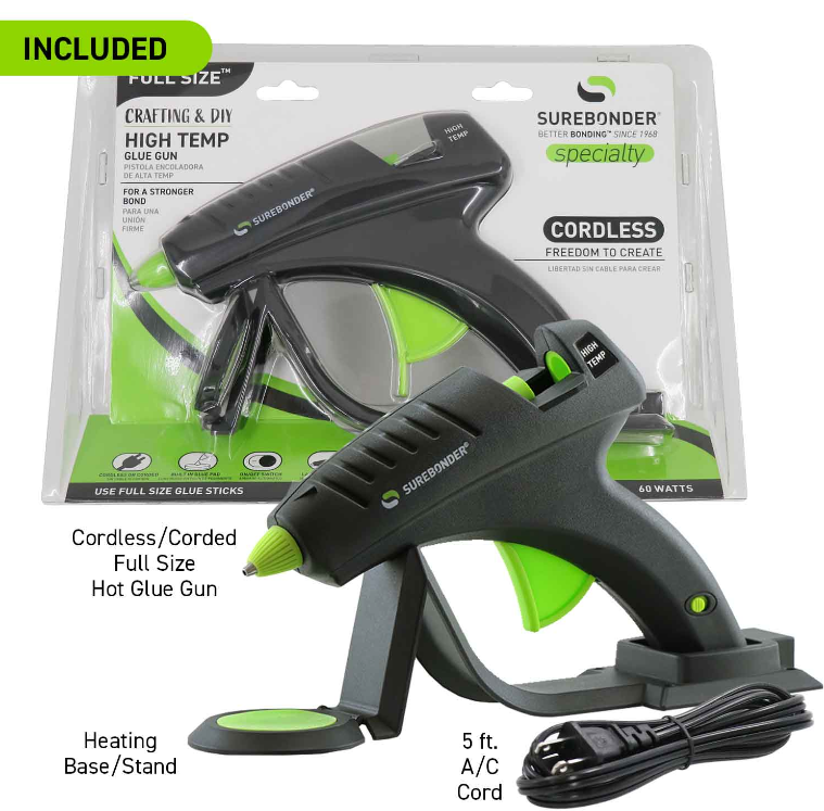 High-Temperature 60W Cordless & Corded Full-Size Glue Gun (CL 800F Specialty Series) - Perfect for DIY Crafts, Home Repairs, and Woodworking Projects