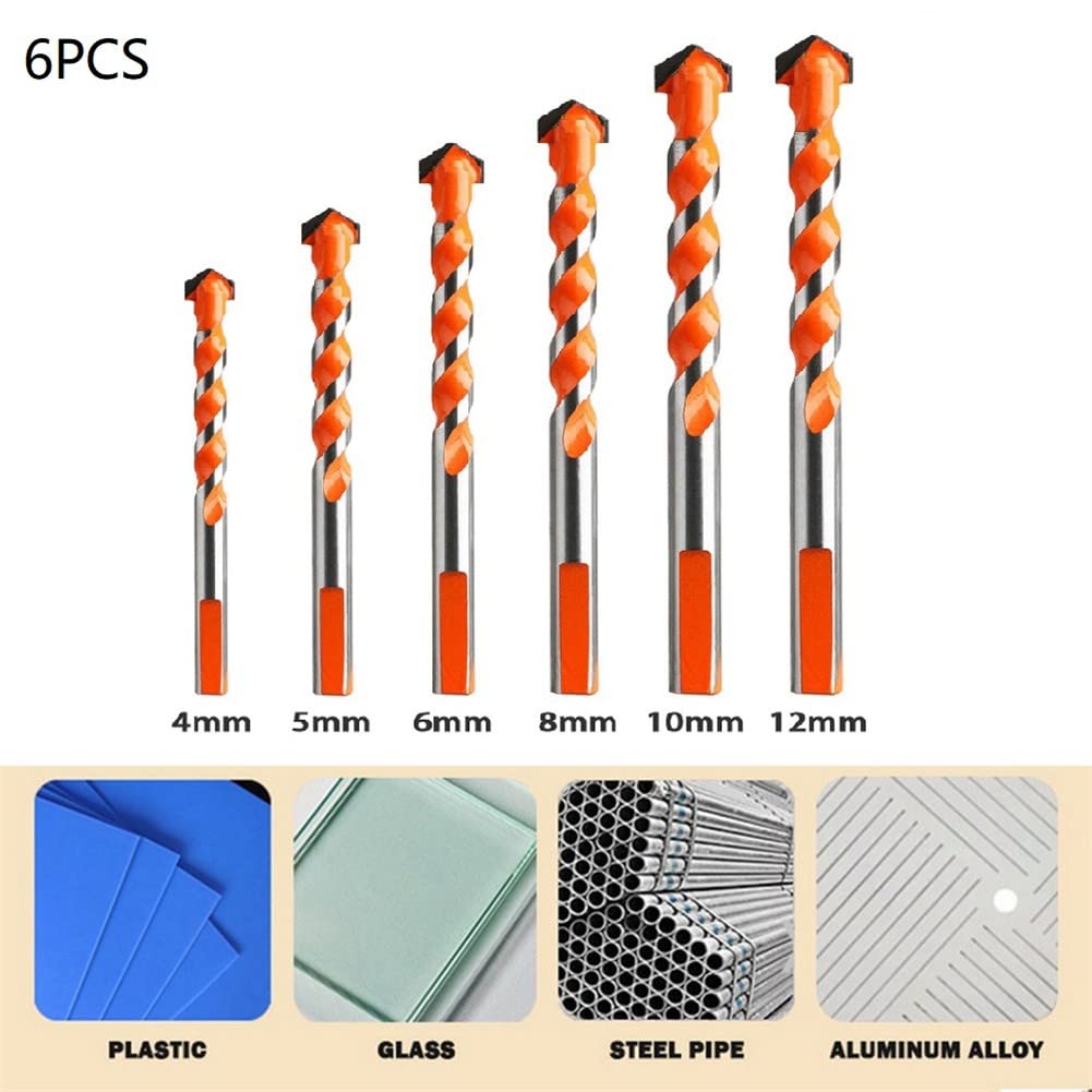 6-Piece Multi-Purpose Drill Bit Set for Tile, Glass, Ceramic, Marble & Wood - Professional Construction & Woodworking Tools - Perfect for DIY Home Projects, Renovations & Crafting