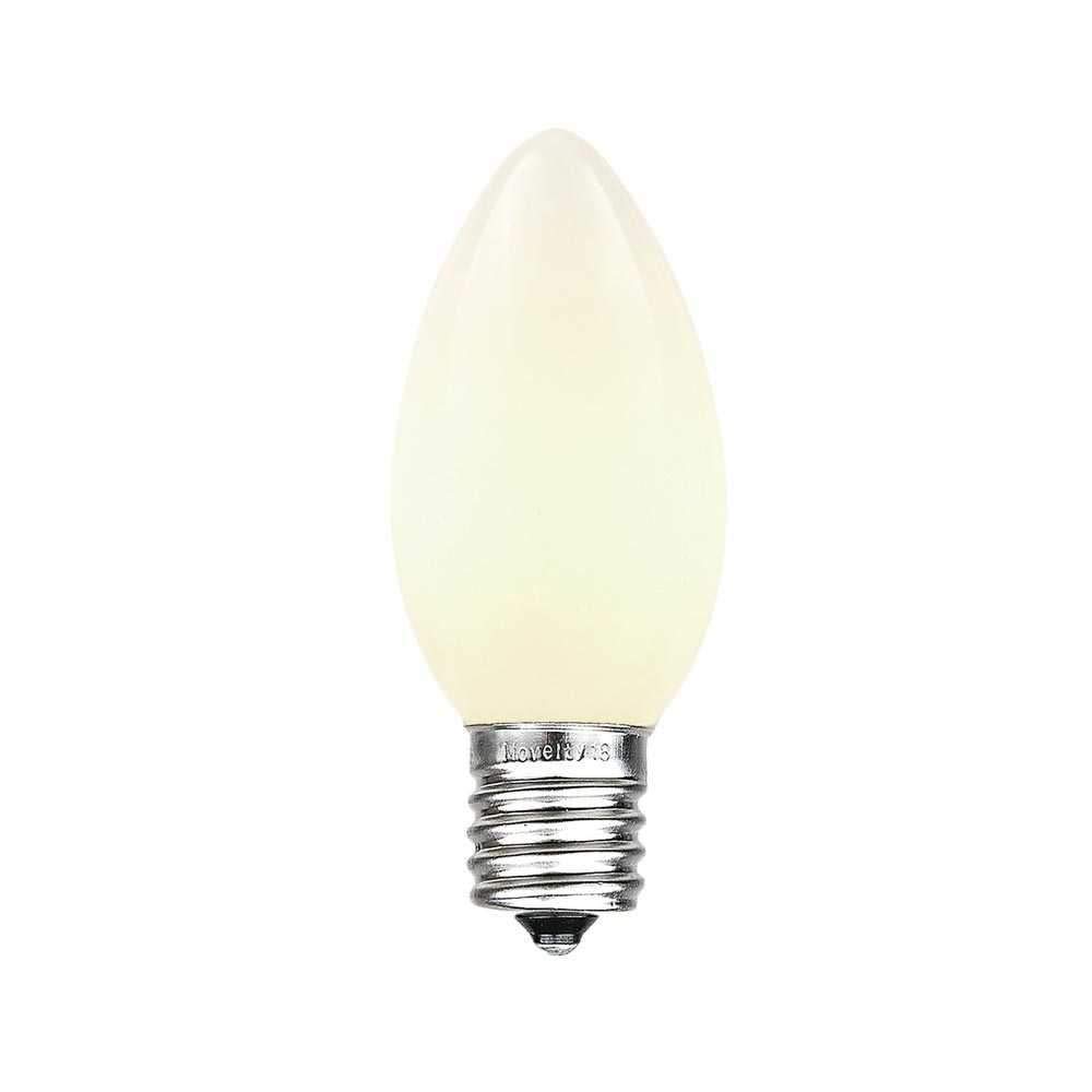 100 Foot C9 White Ceramic Christmas String Lights - Outdoor Holiday Lights with Opaque Bulbs & Brown Wire - Perfect for Roofline, Trees, and Patio Decorations