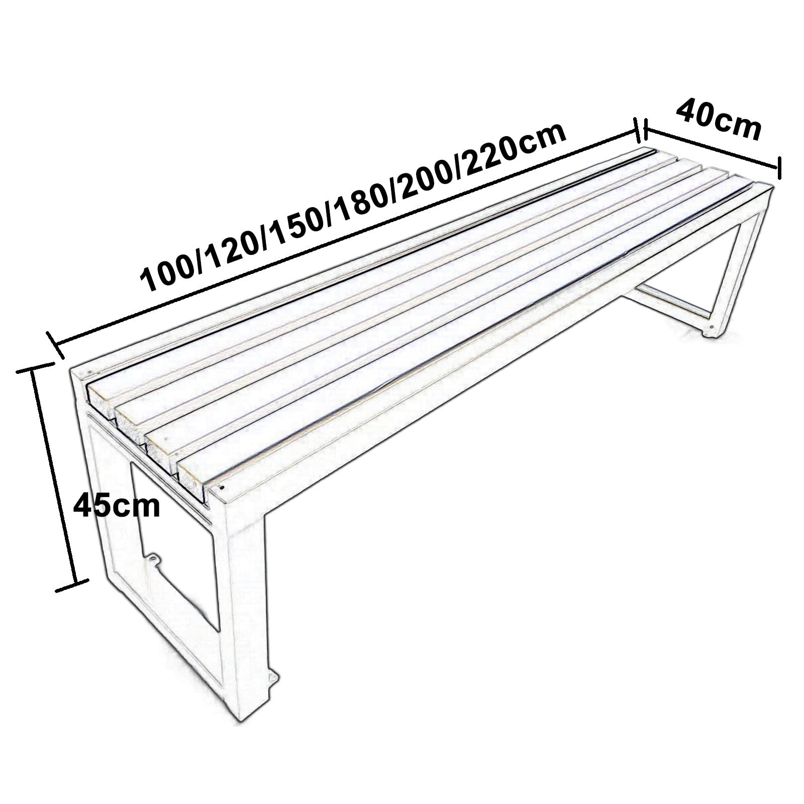 Weatherproof Outdoor Garden Bench - Durable Steel & Wood/Plastic Structure - Perfect for Backyard, Patio, Deck, Lawn & Poolside (180