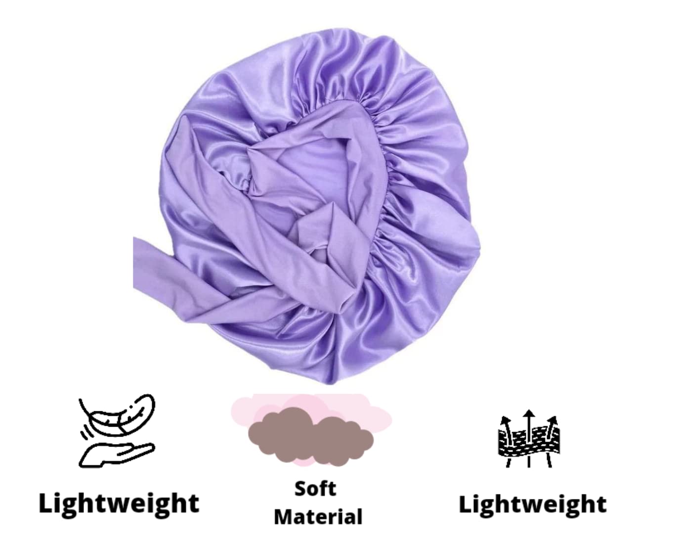 Atrube Satin Silk Hair Bonnet Cap for Women with 3 Premium Scrunchies | Adjustable Tie Band for Curly Hair & Hair Protection | Soft Hair Wrap for Sleeping & Styling (Blue)