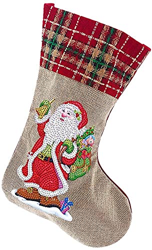 5D Diamond Painting Christmas Stockings Kit - 14 Inch DIY Santa Claus & Gift Design, Holiday Fireplace Hanging Decor for Family, Xmas Party, Home Decoration | Perfect for Christmas Tree, Mantel, and Festive Gift Bags