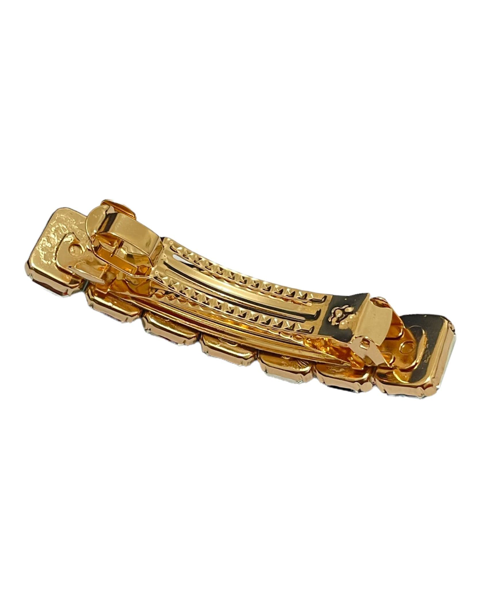 Large Multicolor Stone Rectangular Barrette Hair Clips - Smooth Elegant Gold Hair Pins for Women & Girls - Hair Slides & Accessories (8.5 Inch) - Perfect for Weddings, Parties & Everyday Styling