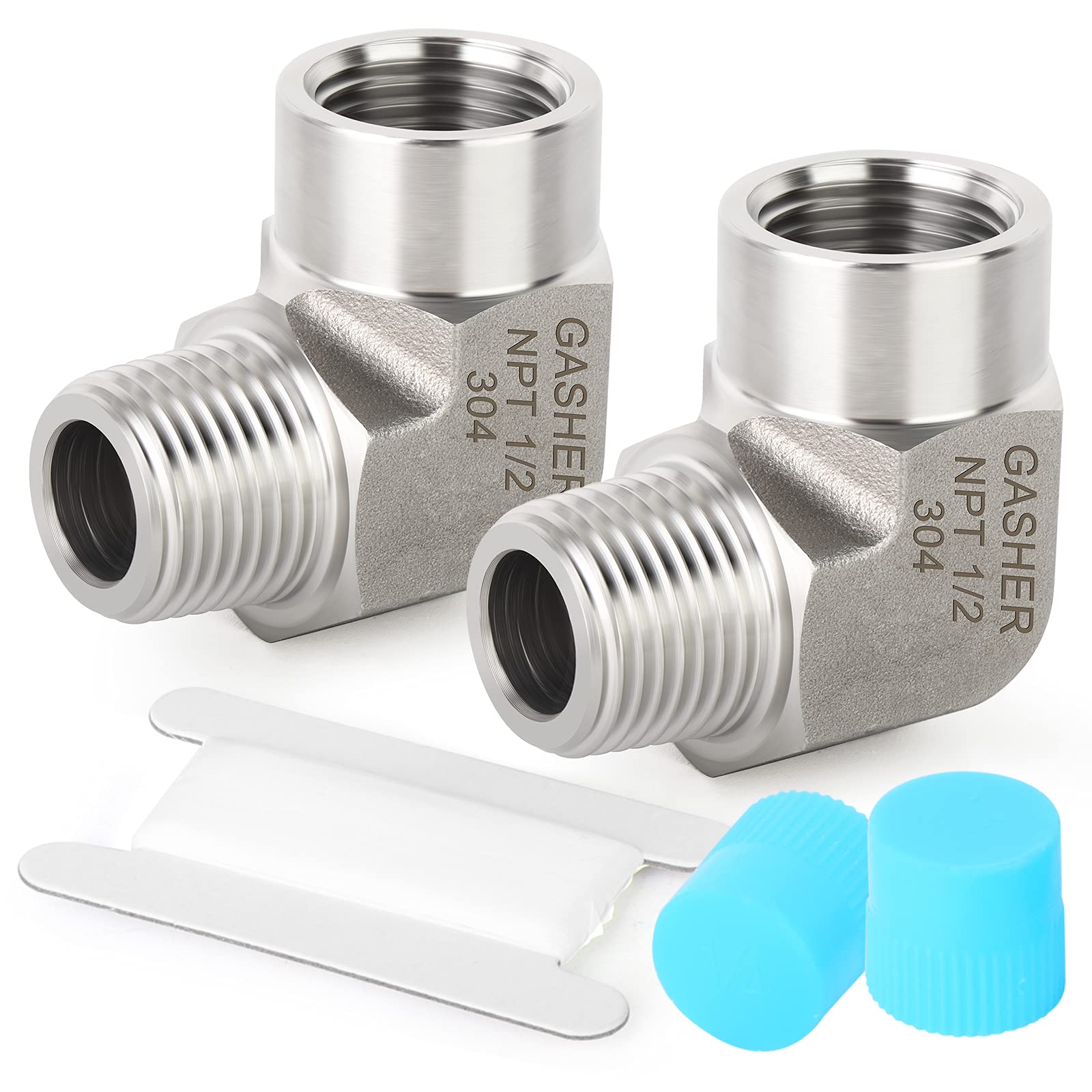 2Pcs Stainless Steel 90 Degree Barstock Street Elbow Pipe Fitting - 1/2-Inch Male x 1/2-Inch Female NPT Thread - Perfect for Plumbing, HVAC, and Industrial Applications