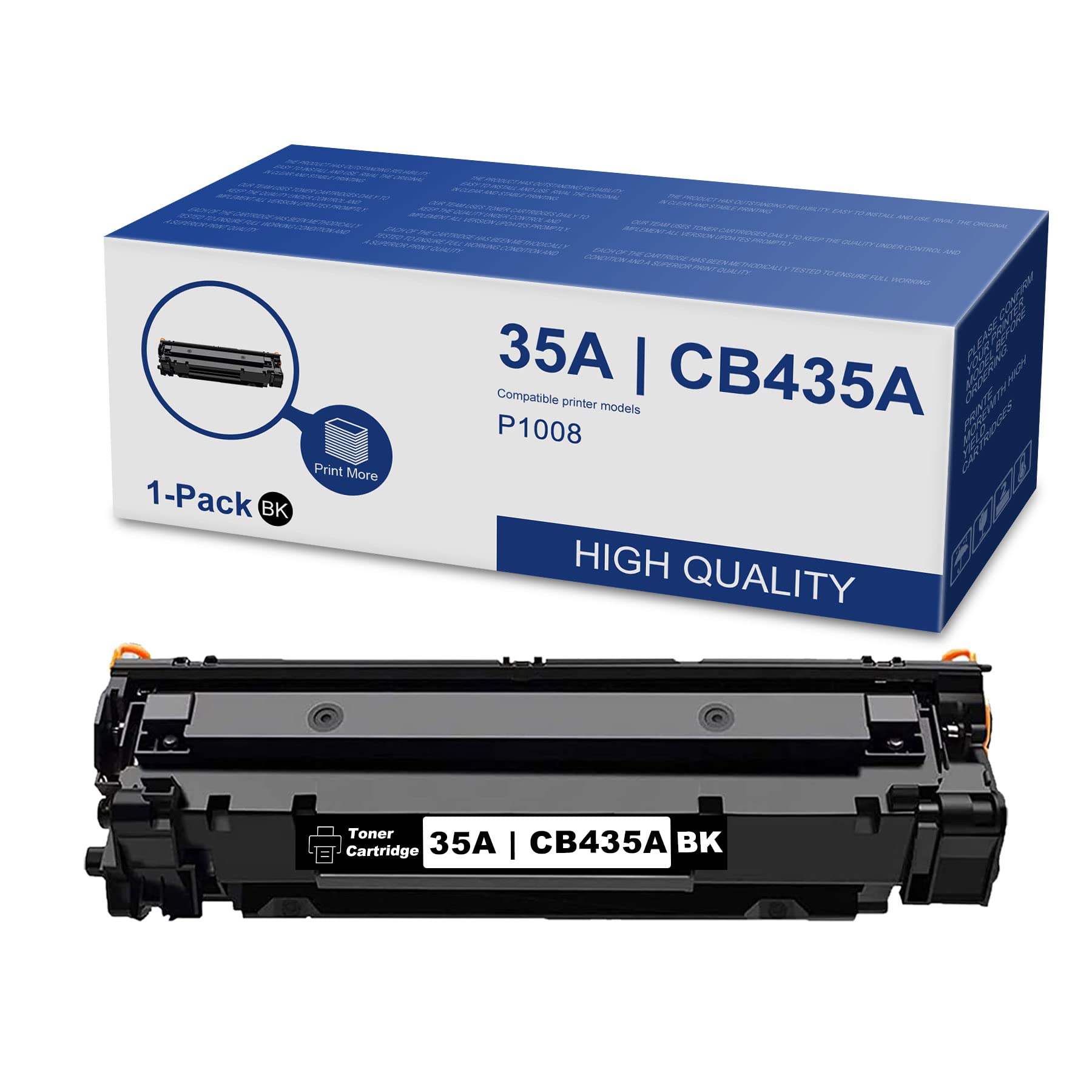 1 Pack Black 35A | P1008 Compatible Toner Cartridge Replacement for HP P1002 Printer - High Yield Printing for Home & Office Use by YOISNER
