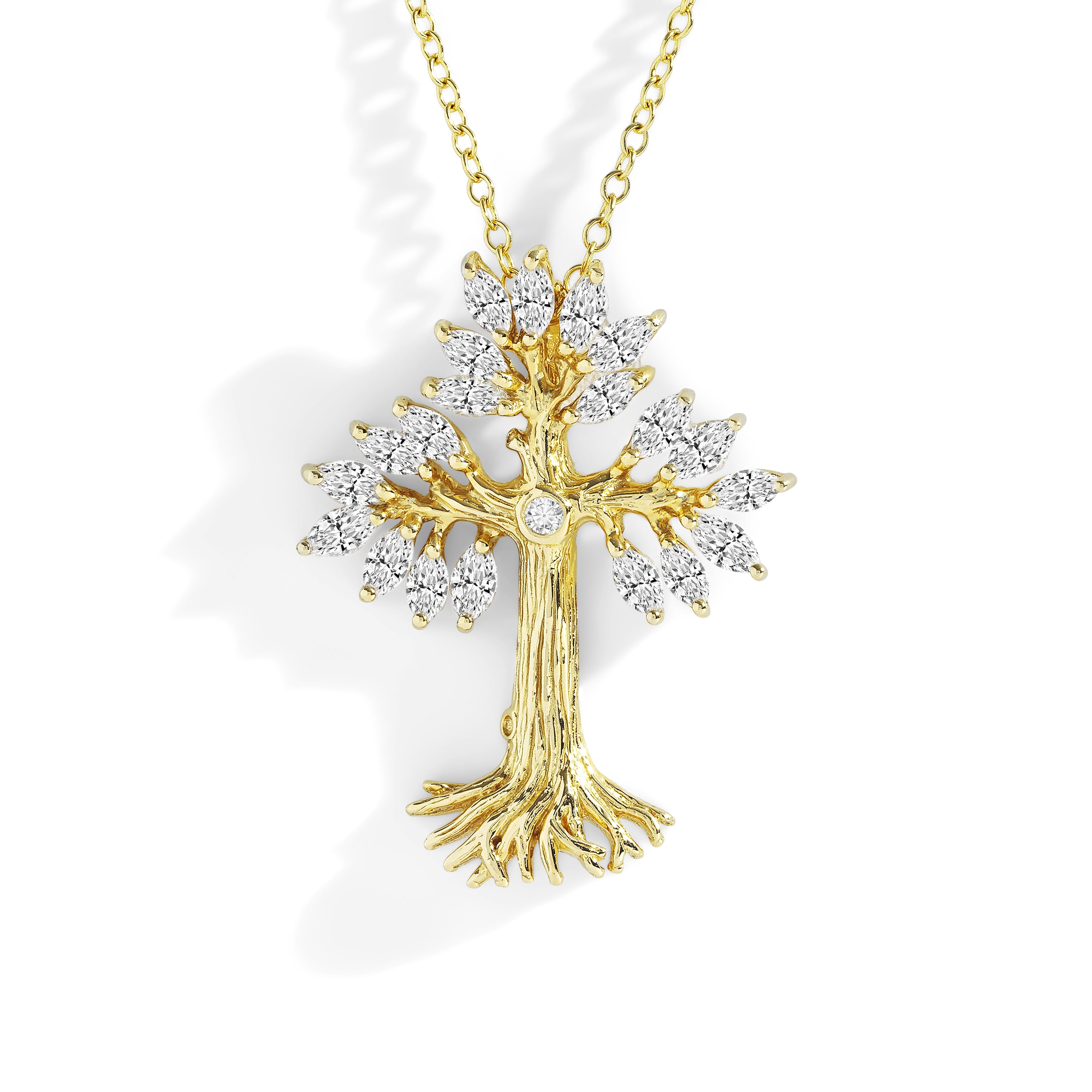 Armenian Tree of Life 25mm Cross Pendant Necklace with Diamonds - 14K Gold Religious Jewelry for Women - Perfect for Baptism, Wedding & Everyday Wear