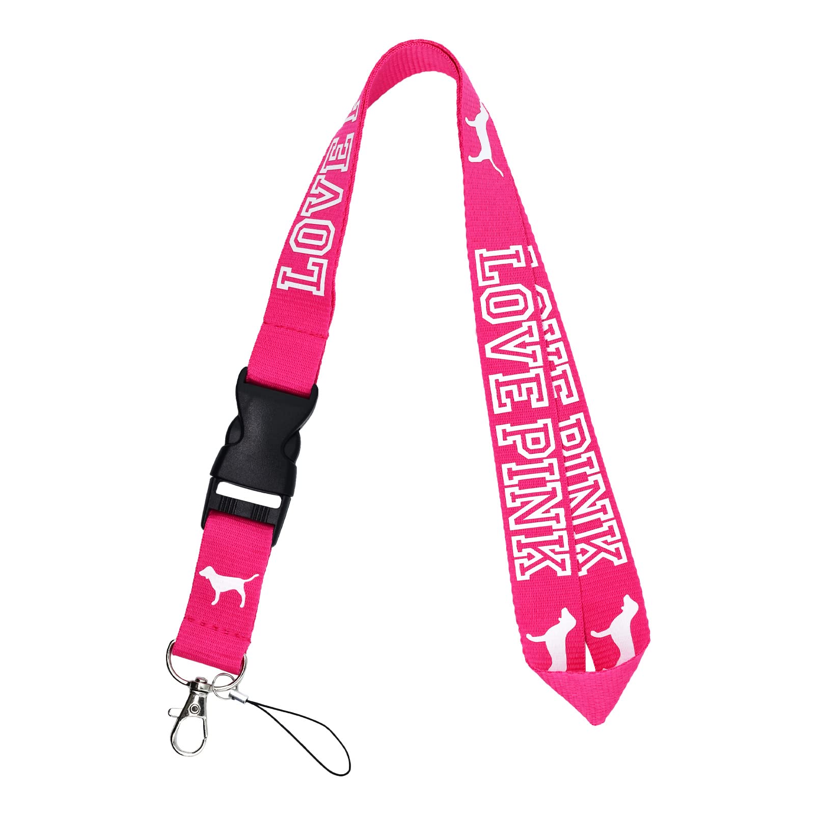 Detachable Lanyard with Quick Release Buckle - Pink Keychain Neck Strap for Women, ID Badge Holder for Work, School & Events - Perfect for Keys, Phones, Bags & Office Accessories