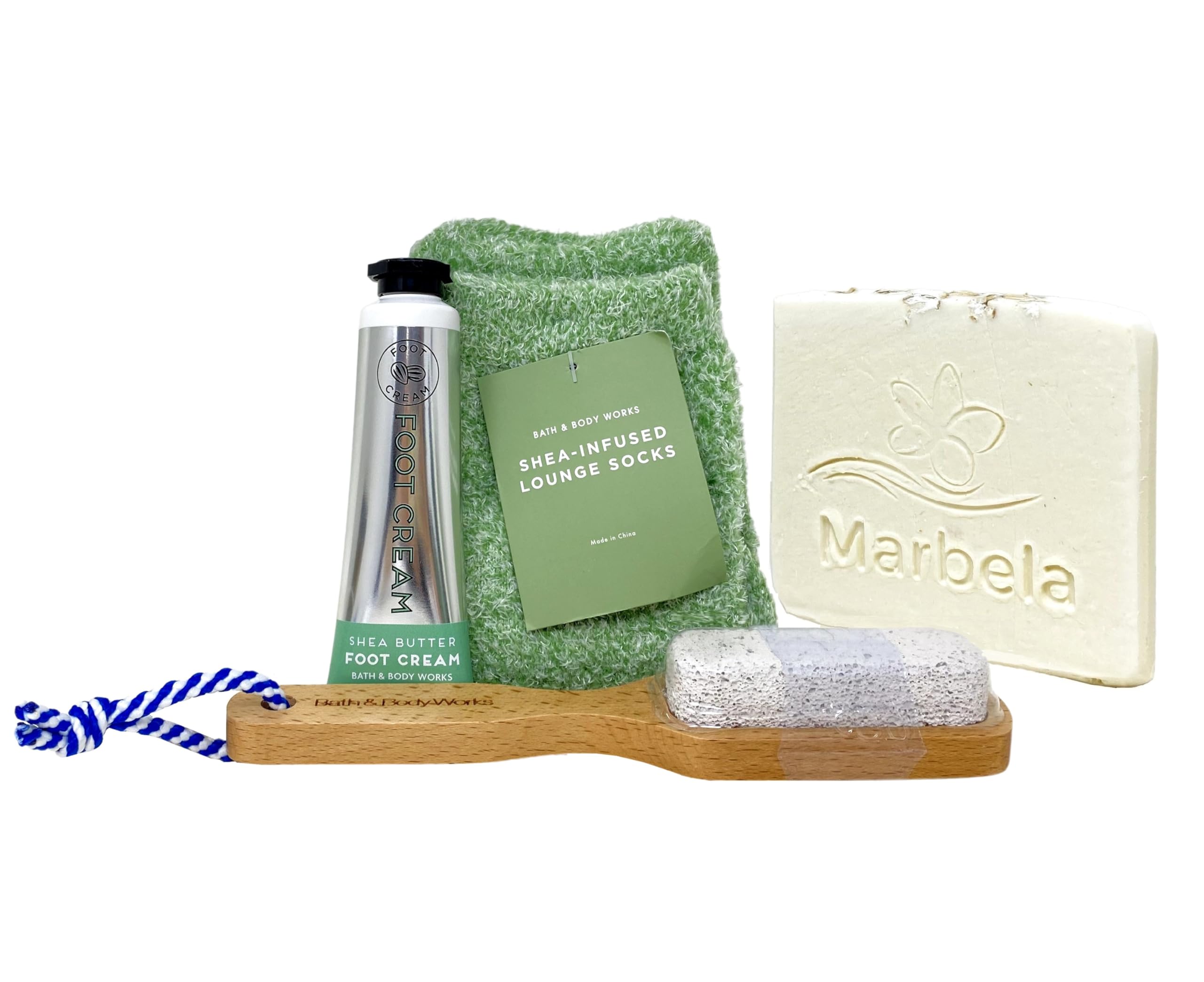 Bath & Body Works 3-Piece Foot Care Gift Set - Moisturizing Foot Cream, Cozy Lounge Socks & Exfoliating Pumice Stone with Wooden Paddle Brush - Includes Natural Oats Sample Soap - Perfect for Spa Day, Relaxation & Self-Care Gifts