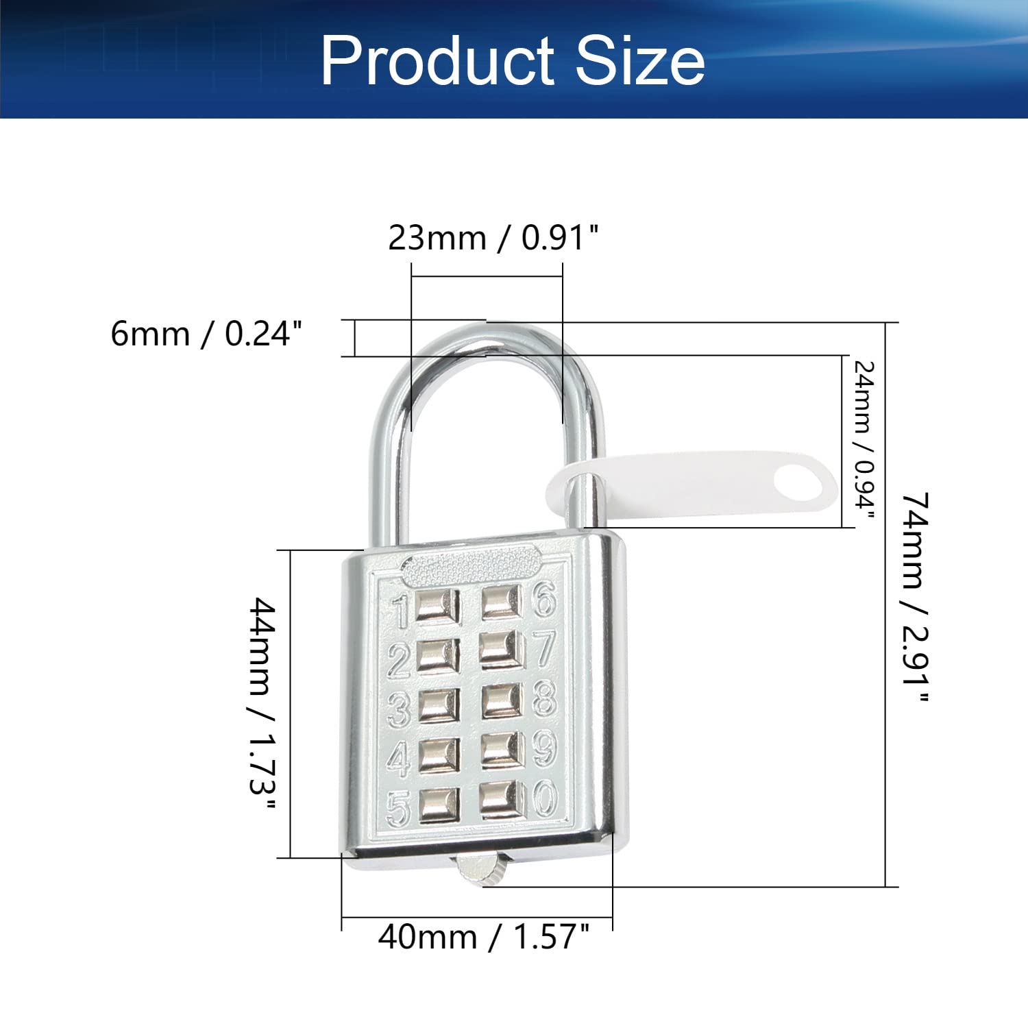 Bettomshin 3-Pack 10-Digit Combination Padlock - Secure Button Digital Lock for Gym Lockers, Toolboxes, Drawers, Fences & Cases - Durable Electric White - Perfect for School, Travel & Home Security