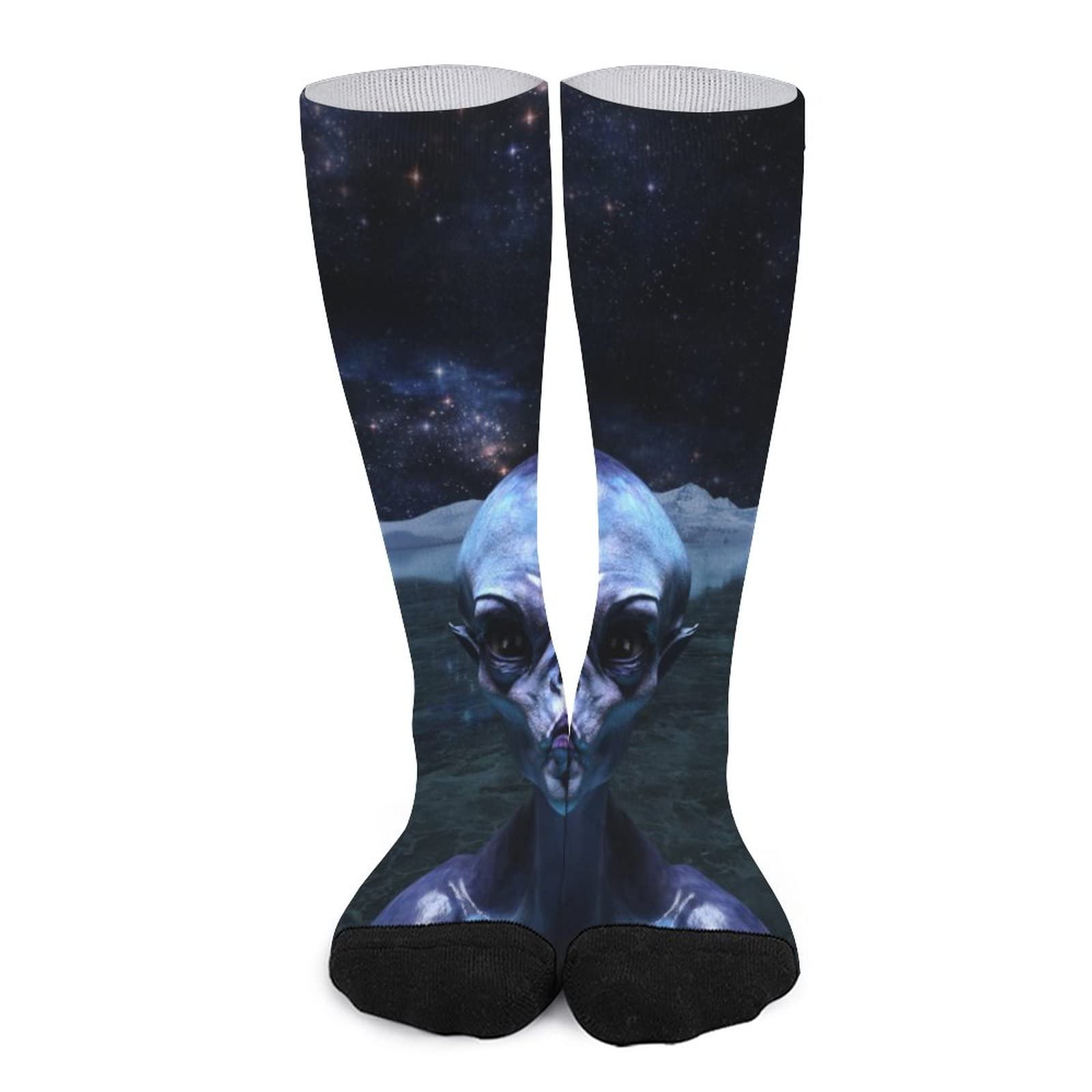 Alien Print Tube Socks - Unisex High Stockings for Sports & Winter Warmth - Fun Sci-Fi Themed Socks for Cosplay, Gifts & Everyday Wear