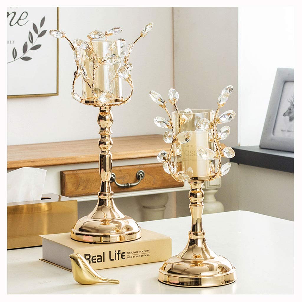 YBYB Alloy Candle Holders Set of 2 - Elegant Candelabra for Wedding Decor, Dining Table Centerpiece & Living Room Decorations - Vintage Candlestick Holders for Romantic Ambiance